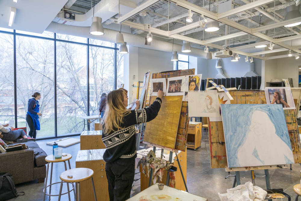 Students working in the Painting Studio. 