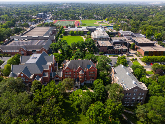 Image of Macalester campus taken from above by a drone