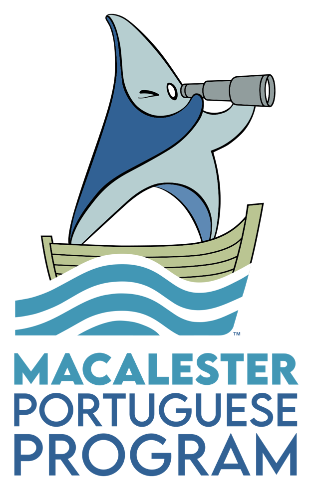 Graphic of a shark with the text Macalester Portuguese Program