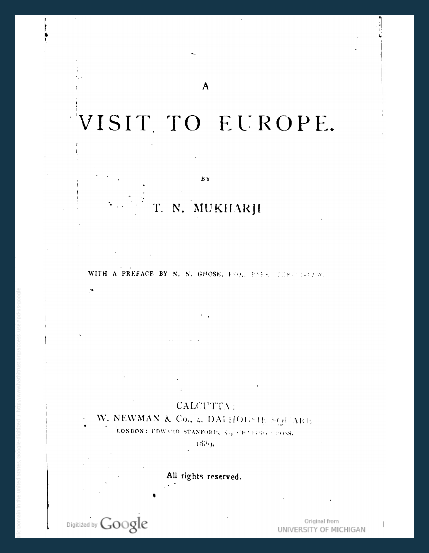 A Visit to Europe title page