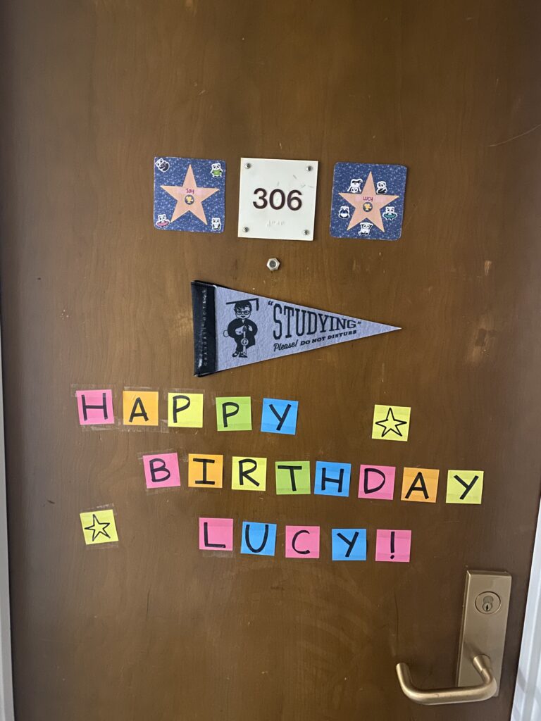 Lucy's dorm door