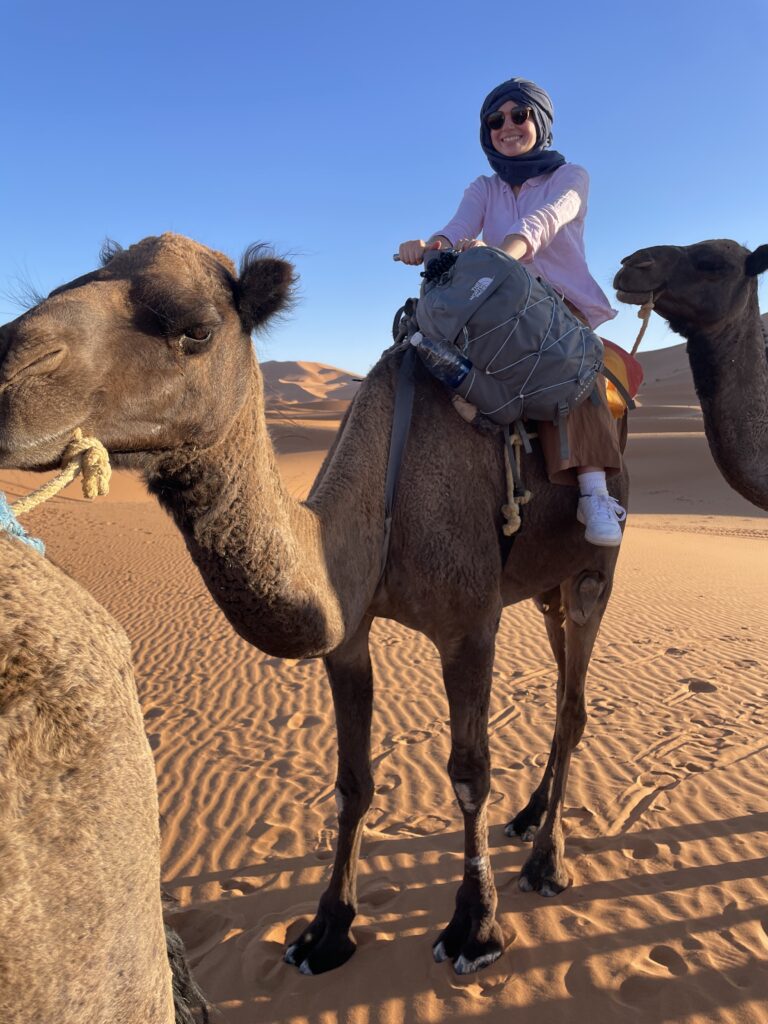 Marley riding a camel