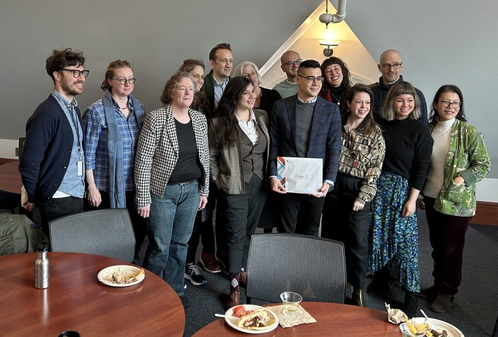 Professor Michael Prior and the rest of the English department faculty at his tenure celebration!